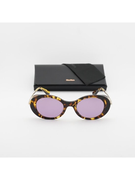 Max Mara MALIBU10 MM0080 53Y Sunglasses Blonde Havana Oval Frame, Violet Lenses